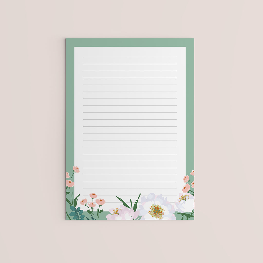 GREEN FLORAL Notepad